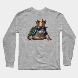 Cool Turtle with Sunglasses and Crown Long Sleeve T-Shirt